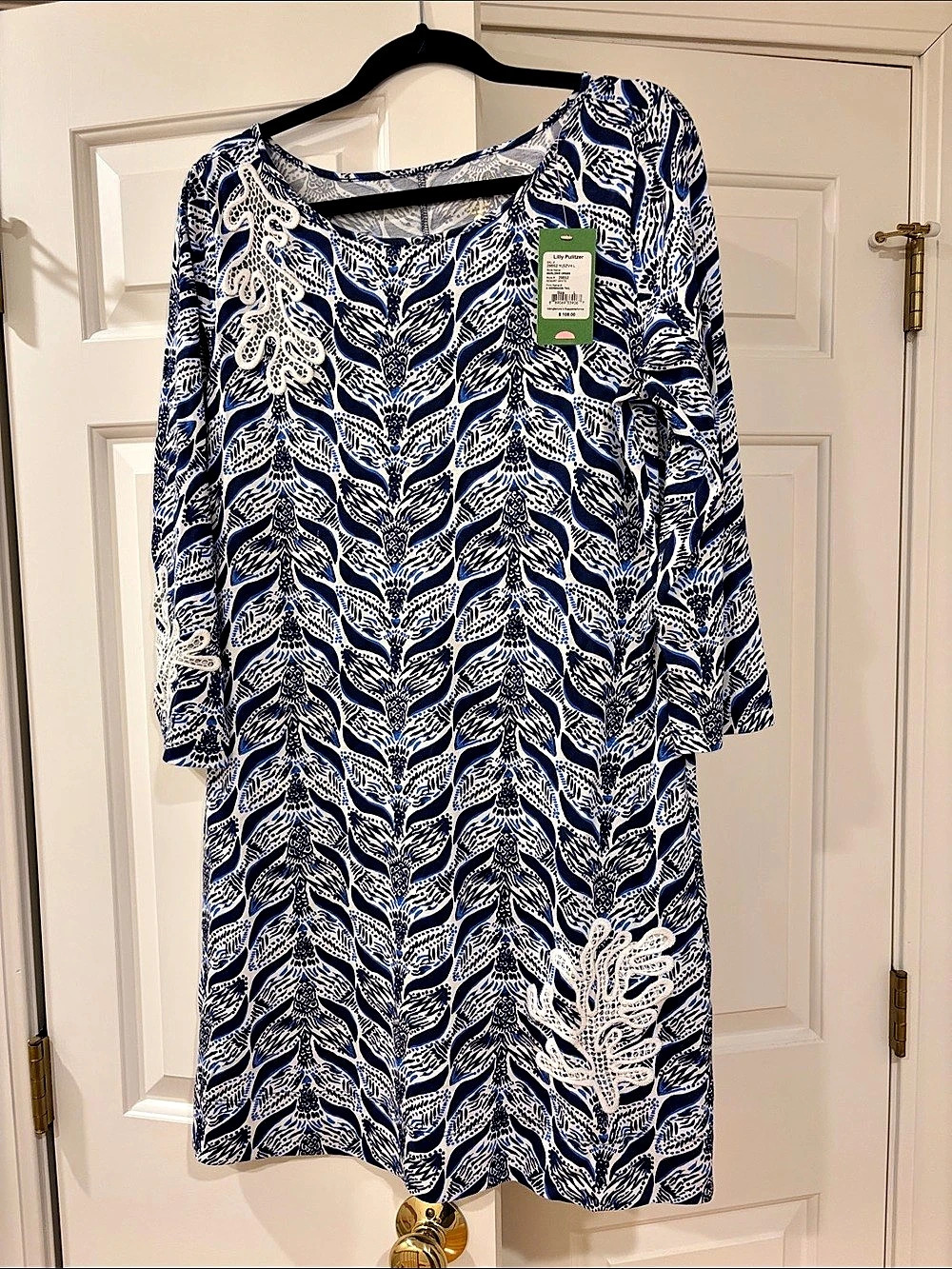 Lilly Pulitzer Blue & White Printed Marlowe Dress Size Large NWT